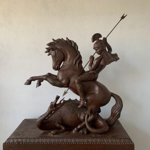 Escultura de São Jorge de Ferro Fundido da Quinta Dell'Arte RJ